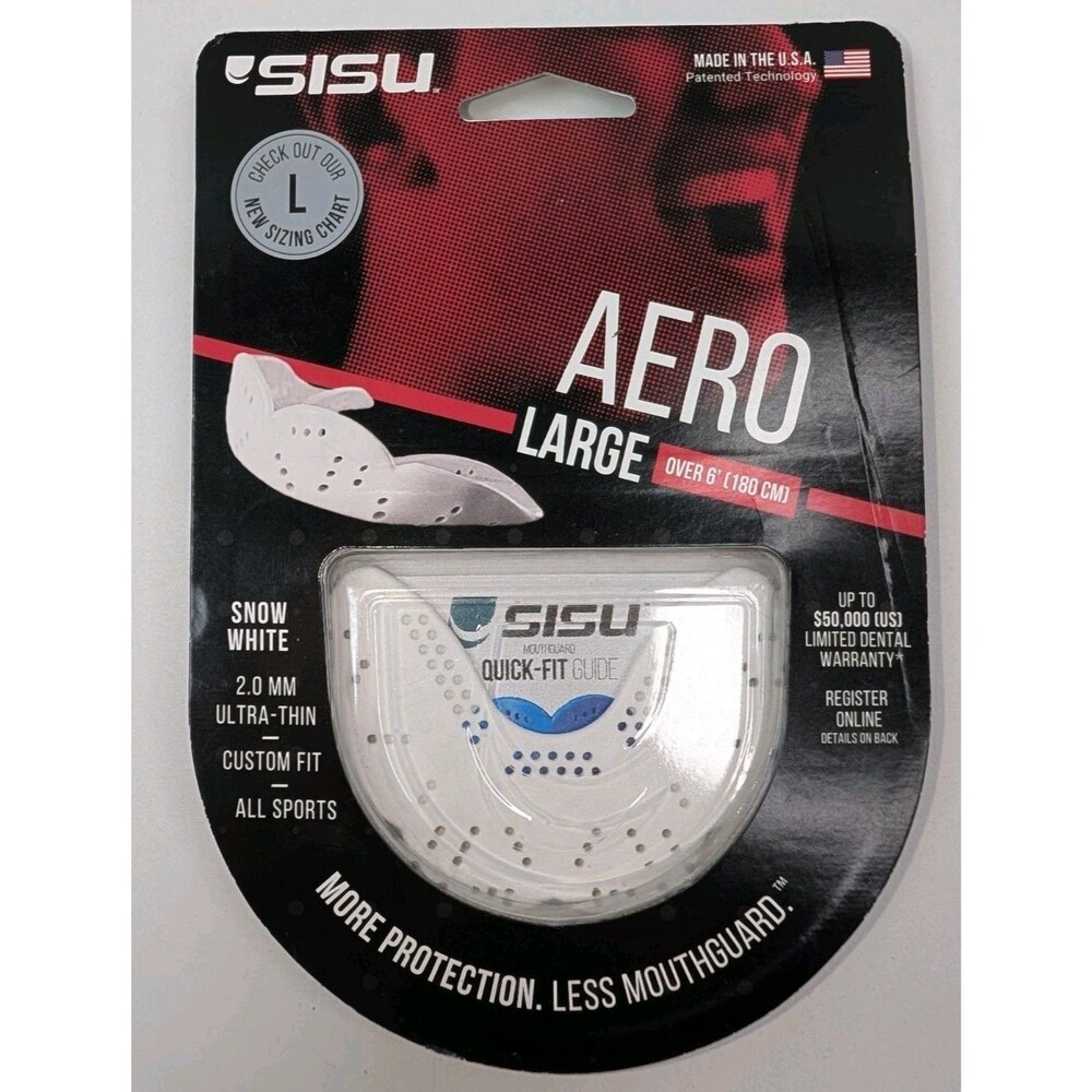 SISU Aero LARGE Sport Mouthguard Snow White Ultra Thin Adult NEW Made In USA